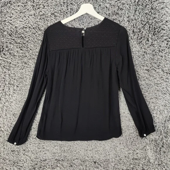 Meadow Rue Anthro Black Long Sleeve Witchy Coquette Goth Top Womens Medium Sheer - Picture 2 of 11